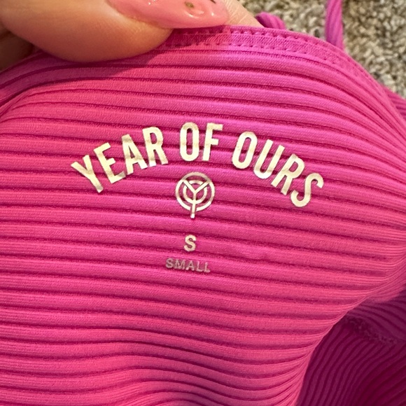 Pink Ribbed Lace-Up Leggings - Picture 3 of 3